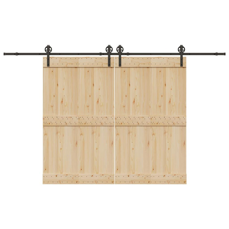 Set feronerie pentru uși glisante, negru, 366 cm, oțel