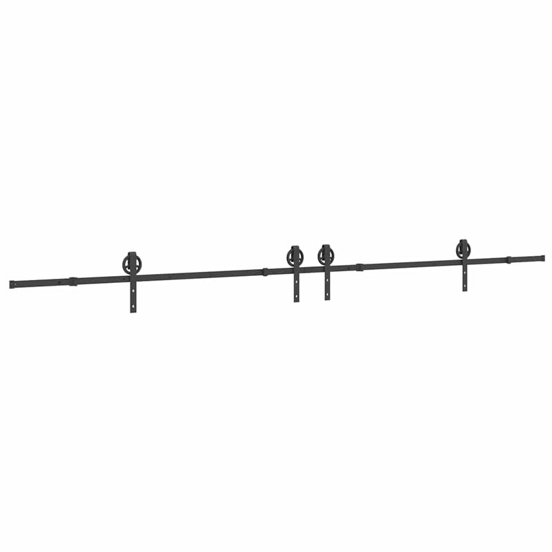 Set feronerie pentru uși glisante, negru, 400 cm, oțel
