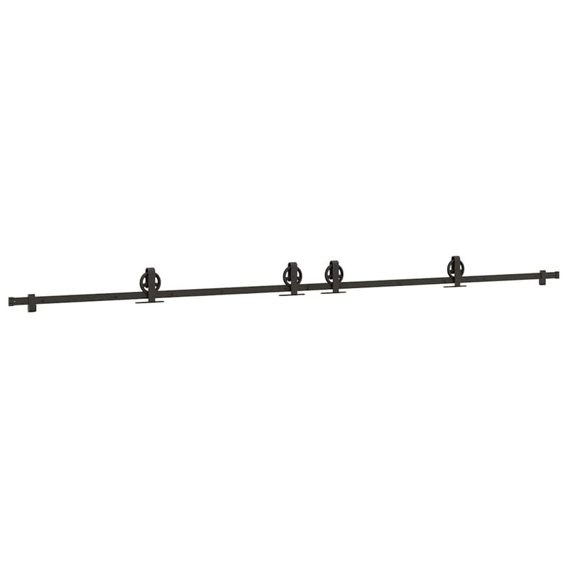 Set feronerie pentru uși glisante, negru, 366 cm, oțel