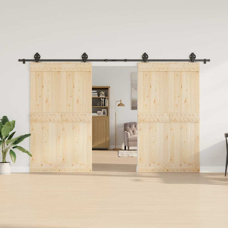 Set feronerie pentru uși glisante, negru, 366 cm, oțel