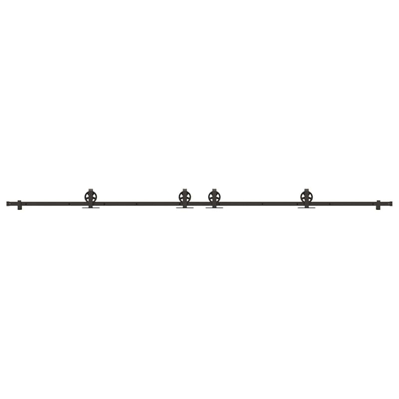 Set feronerie pentru uși glisante, negru, 366 cm, oțel