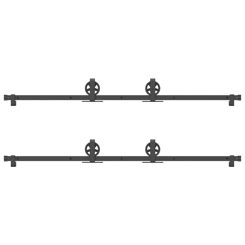 Set feronerie pentru uși glisante, negru, 366 cm, oțel