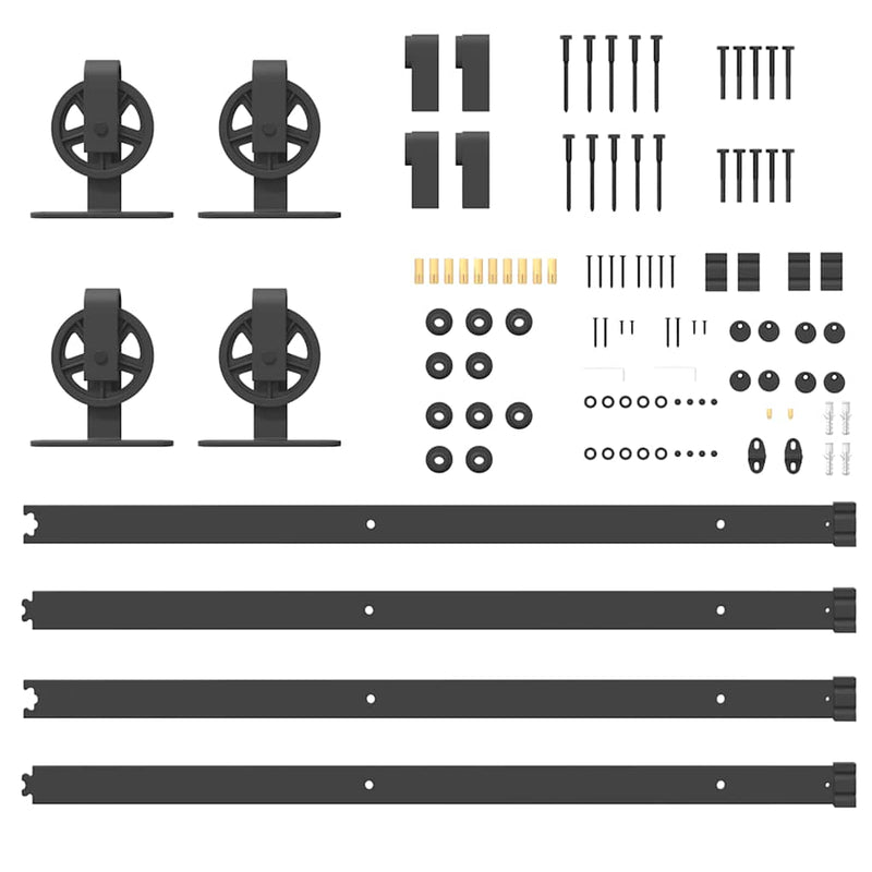 Set feronerie pentru uși glisante, negru, 366 cm, oțel