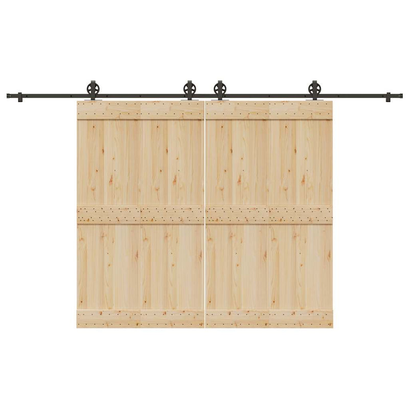 Set feronerie pentru uși glisante, negru, 366 cm, oțel