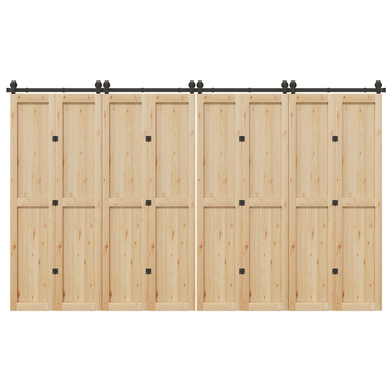 Set feronerie pentru uși glisante, negru, 366 cm, oțel