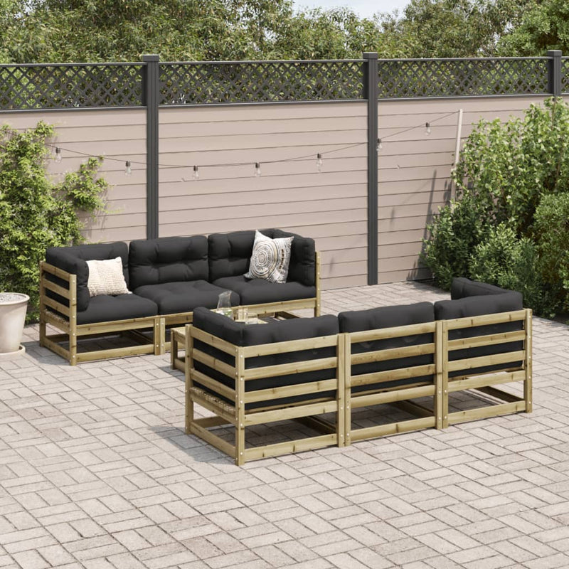 Set canapea de grădină, 7 piese, lemn de pin tratat