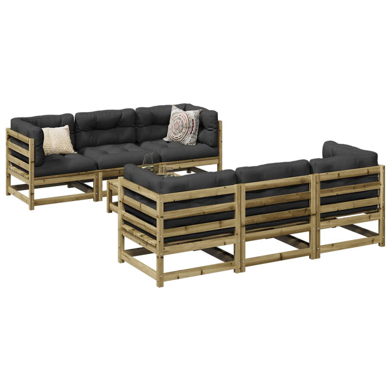 Set canapea de grădină, 7 piese, lemn de pin tratat