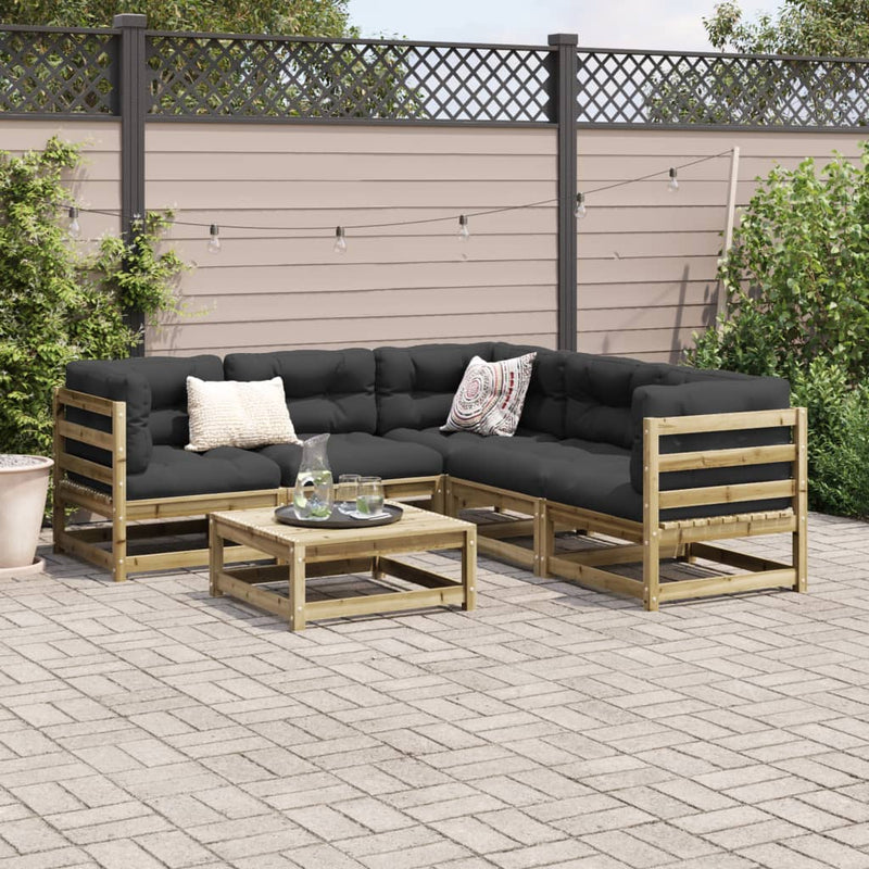 Set canapea de grădină, 6 piese, lemn de pin tratat