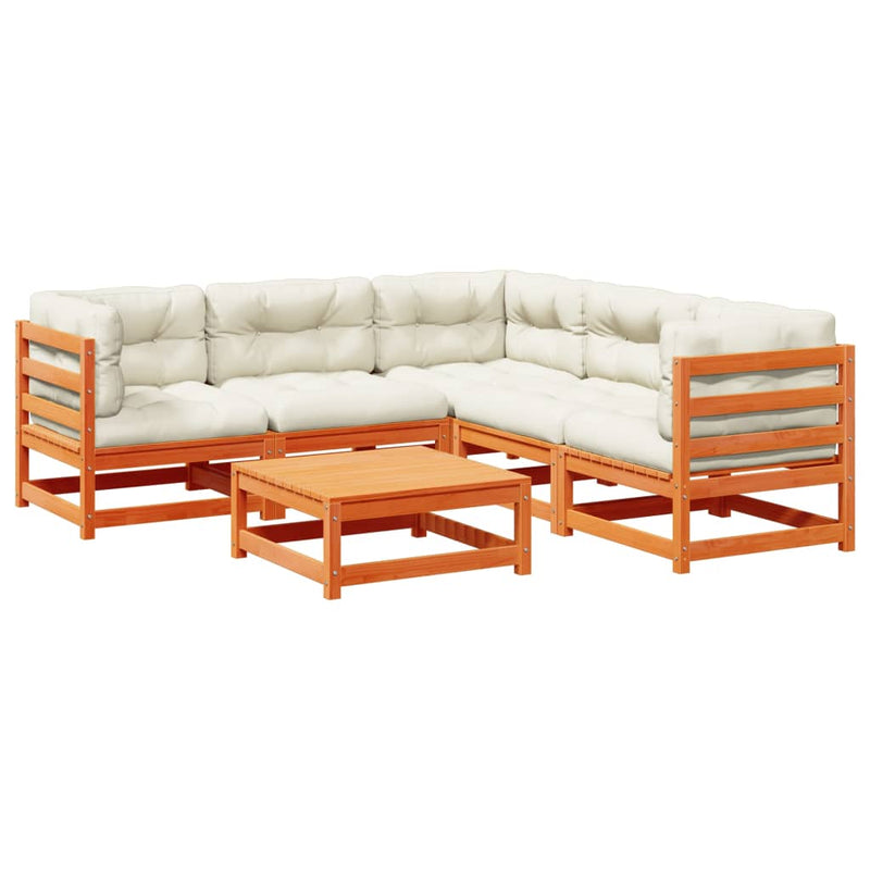 Set mobilier de grădină cu perne, 6 piese, lemn masiv de pin