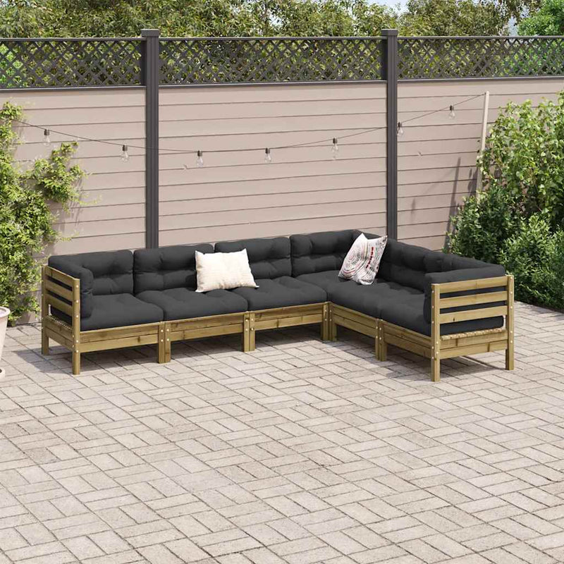 Set canapele de grădină cu perne, 6 piese, lemn de pin tratat