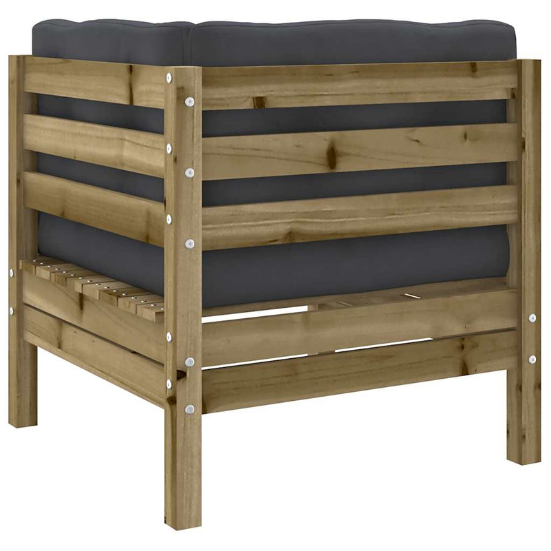 Set canapea de grădină cu perne, 9 piese, lemn de pin tratat