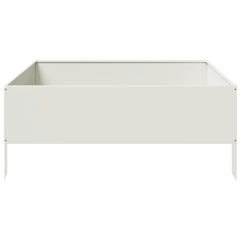 Strat înălțat de grădină, alb, 100x100x41 cm, oțel