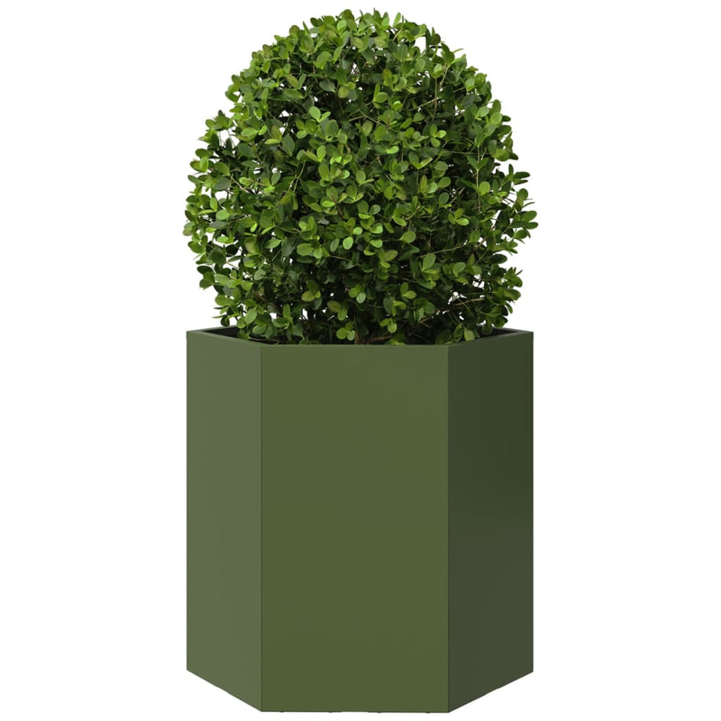 Jardiniere grădină 2 buc. verde 46x40x45 cm oțel hexagonală