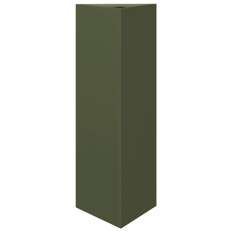 Jardiniere grădină, 2 buc., verde, 30x26x75 cm, oțel, triunghi