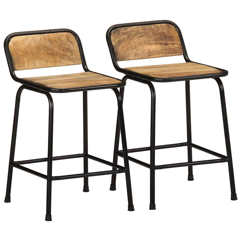 Scaune de bar 2 buc 46x35,5x70 cm Lemn masiv Mango brut