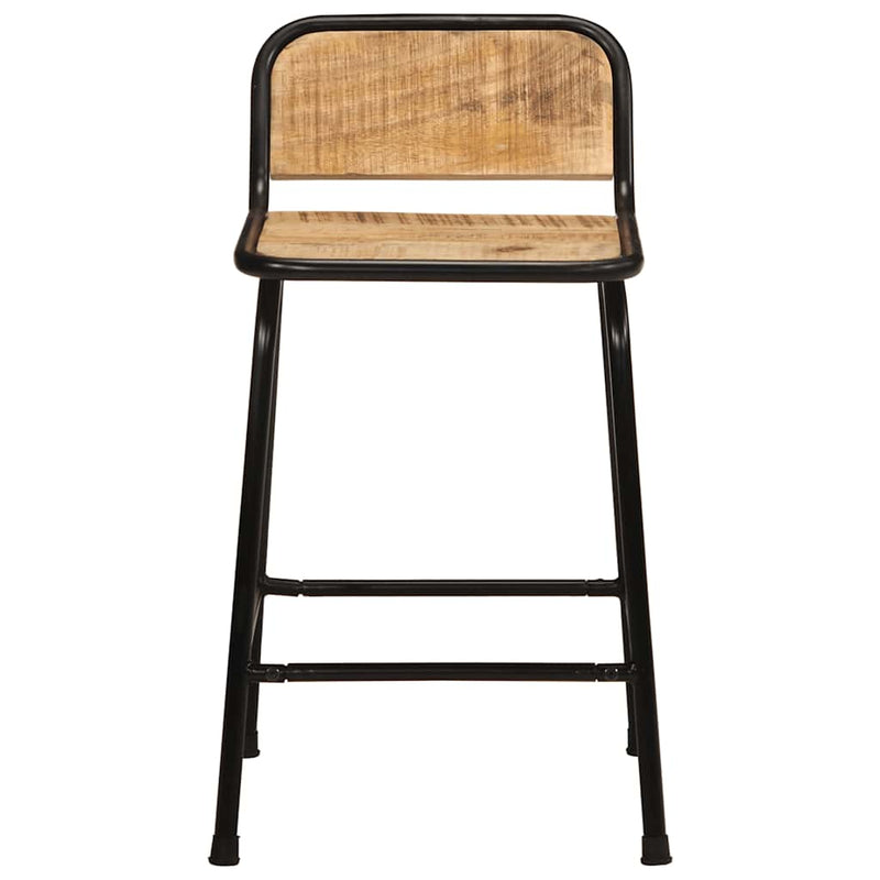Scaune de bar 2 buc 46x35,5x70 cm Lemn masiv Mango brut