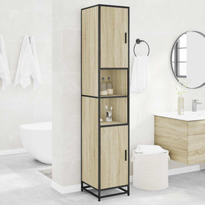 Dulap baie stejar sonoma 35x37,5x188,5 cm lemn prelucrat/metal