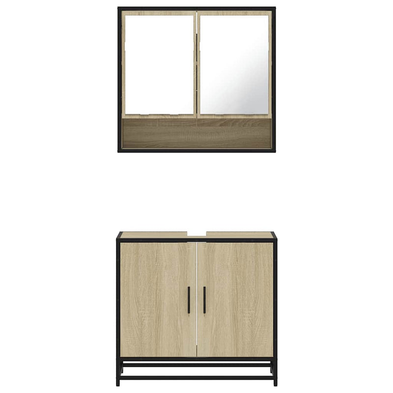 Set mobilier de baie, 2 piese, stejar sonoma, lemn prelucrat