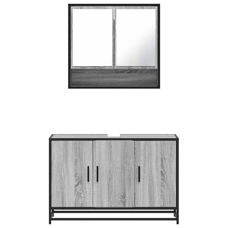 Set mobilier de baie, 2 piese, gri sonoma, lemn prelucrat
