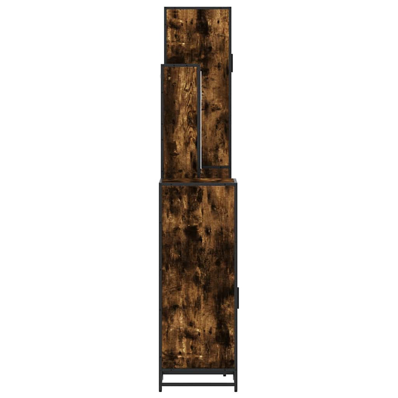 Set de mobilier de baie 4 piese Lemn prelucrat de stejar afumat
