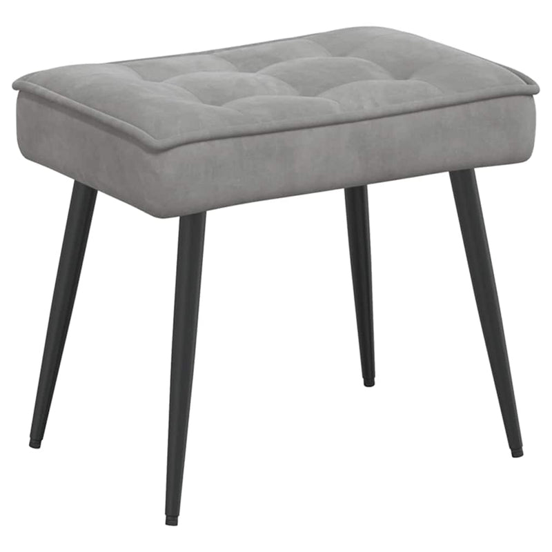 Scaun de relaxare cu taburet, gri deschis, catifea
