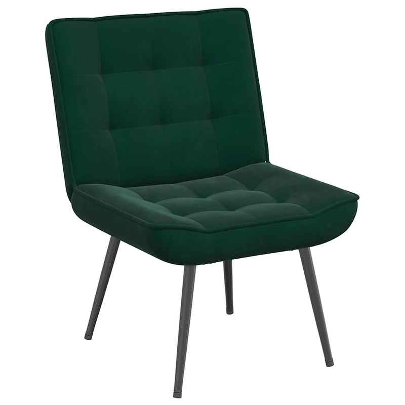 Scaun de relaxare cu taburet, verde închis, catifea