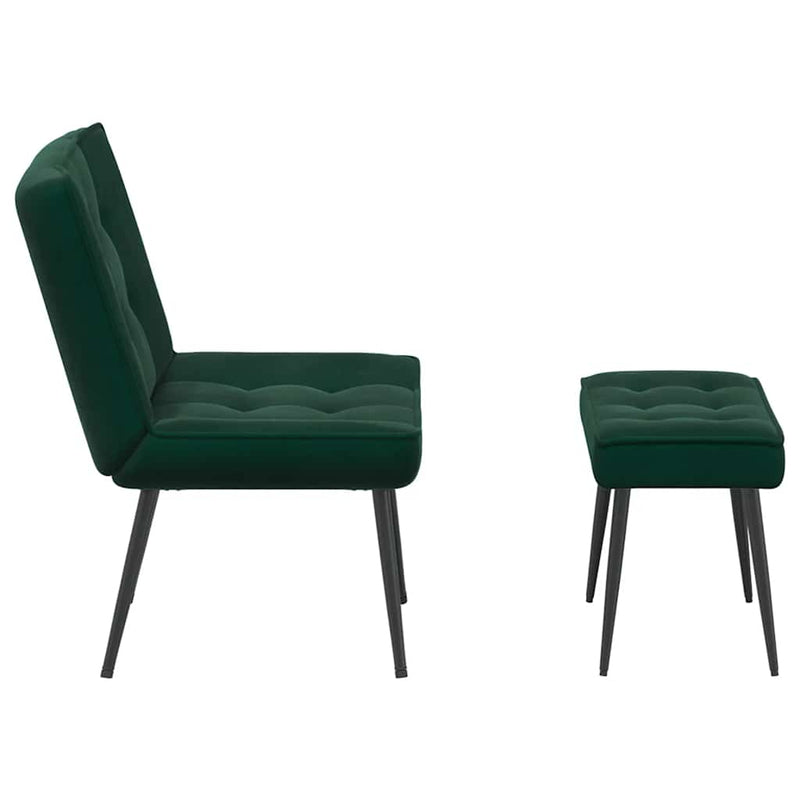 Scaun de relaxare cu taburet, verde închis, catifea