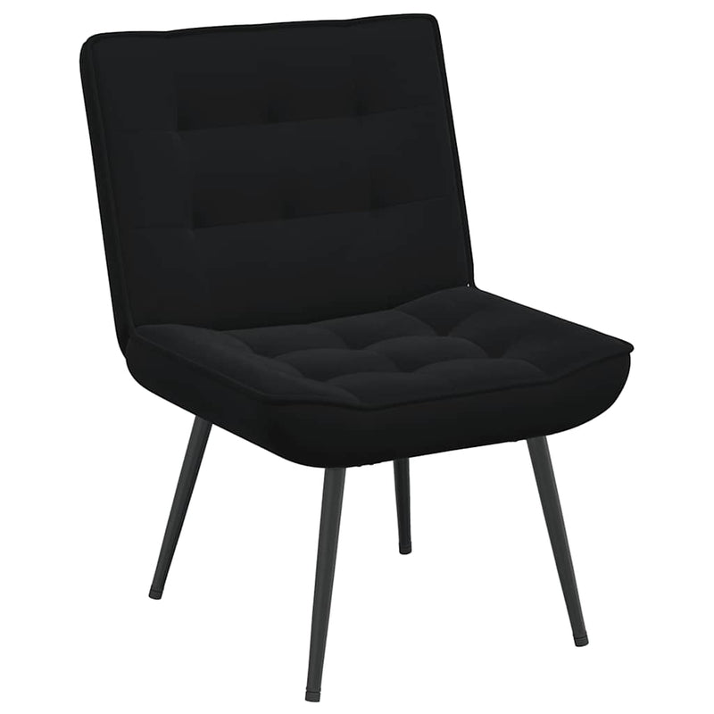 Scaun de relaxare cu taburet, negru, catifea
