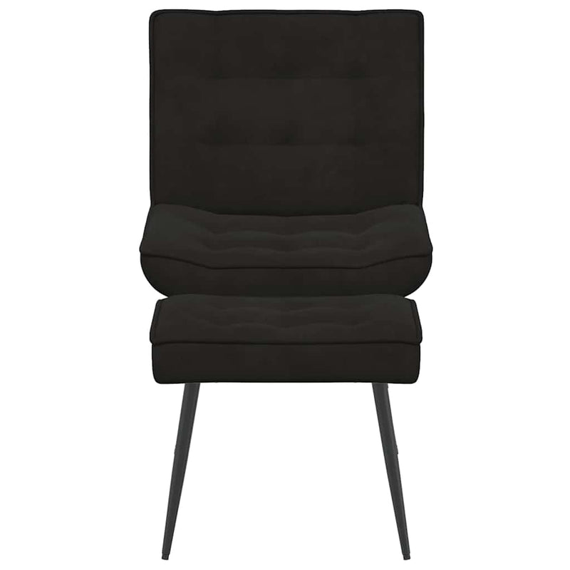 Scaun de relaxare cu taburet, negru, catifea