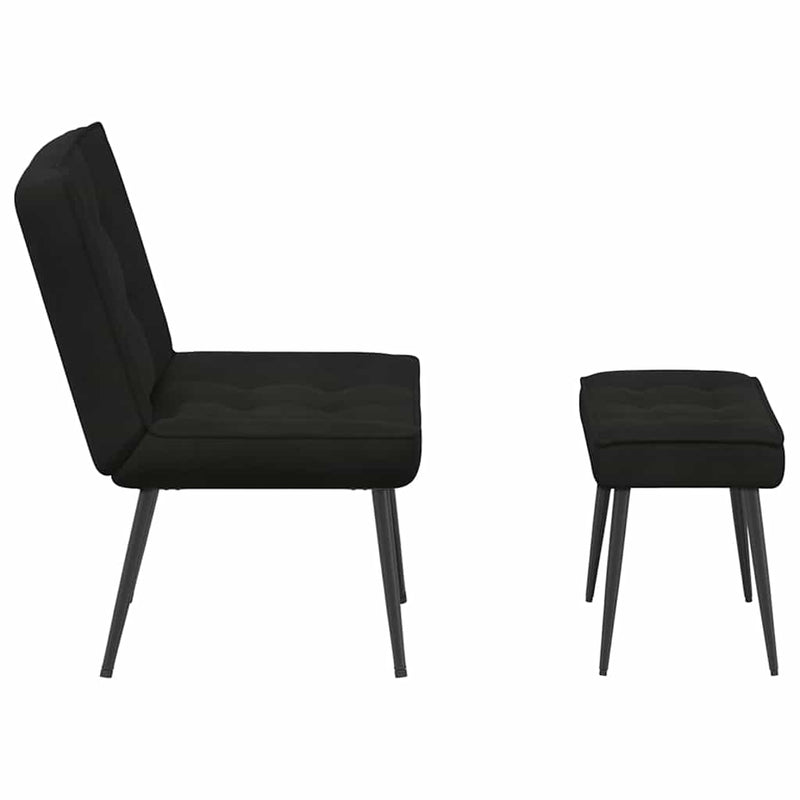 Scaun de relaxare cu taburet, negru, catifea