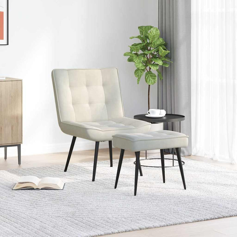 Scaun de relaxare cu scaun catifea crem