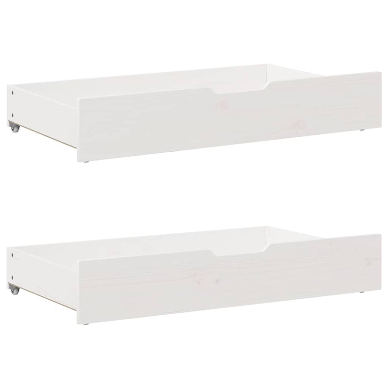 Cadru de pat cu sertare, alb, 75x190 cm, lemn masiv de pin