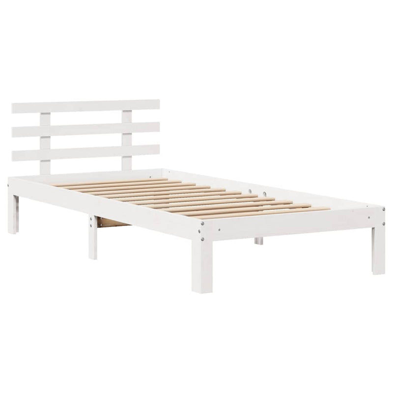 Cadru de pat cu sertare, alb, 90x200 cm lemn masiv pin