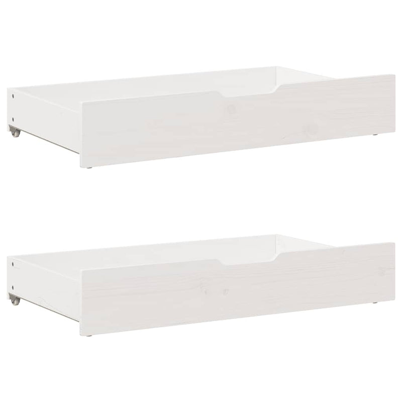 Cadru de pat cu sertare, alb, 90x200 cm lemn masiv pin