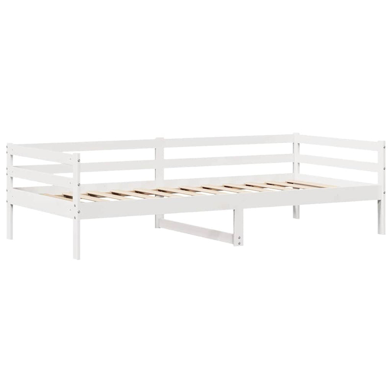 Pat de zi cu sertare, alb, 90x200 cm, lemn masiv pin