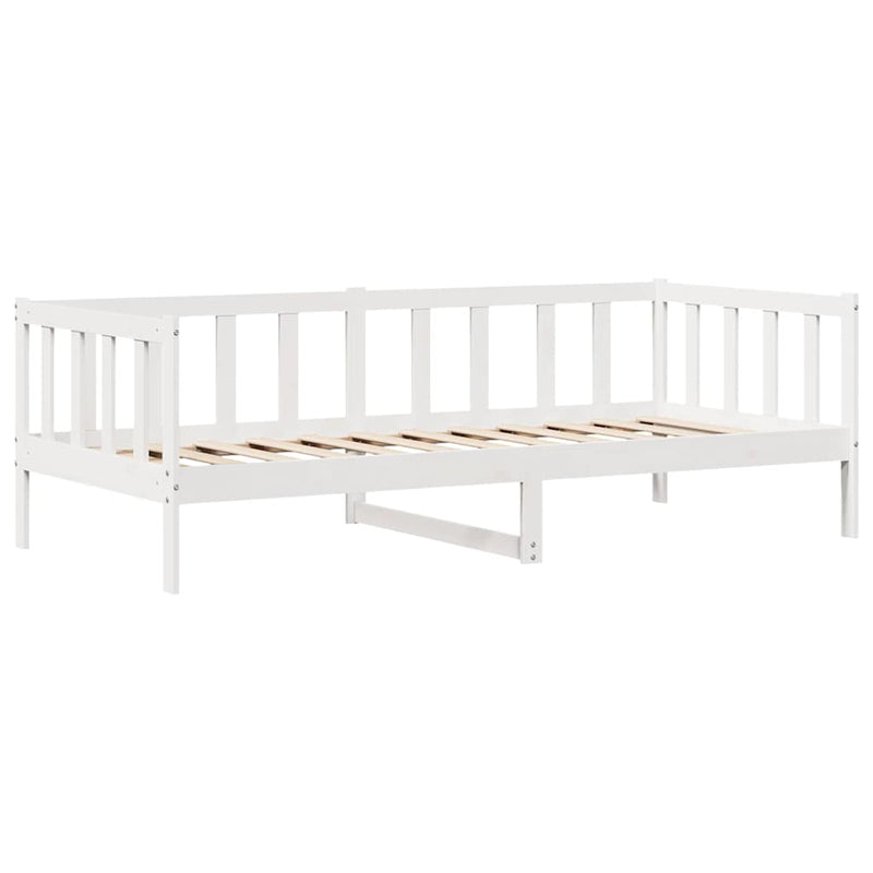 Pat de zi cu sertare, alb, 90x190 cm, lemn masiv pin