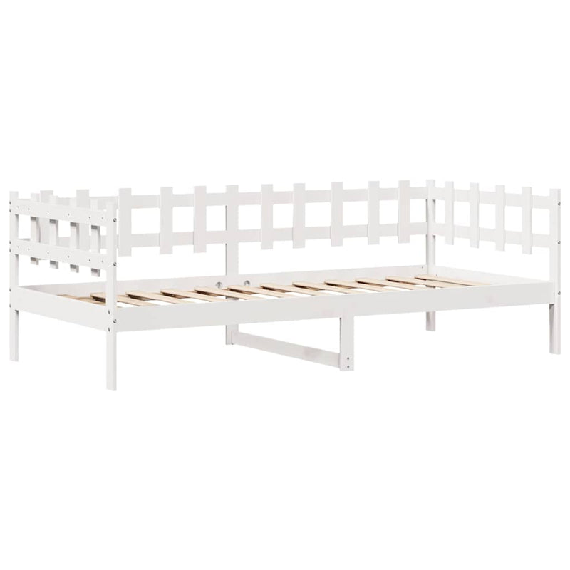 Pat de zi cu sertare, alb, 90x200 cm, lemn masiv pin