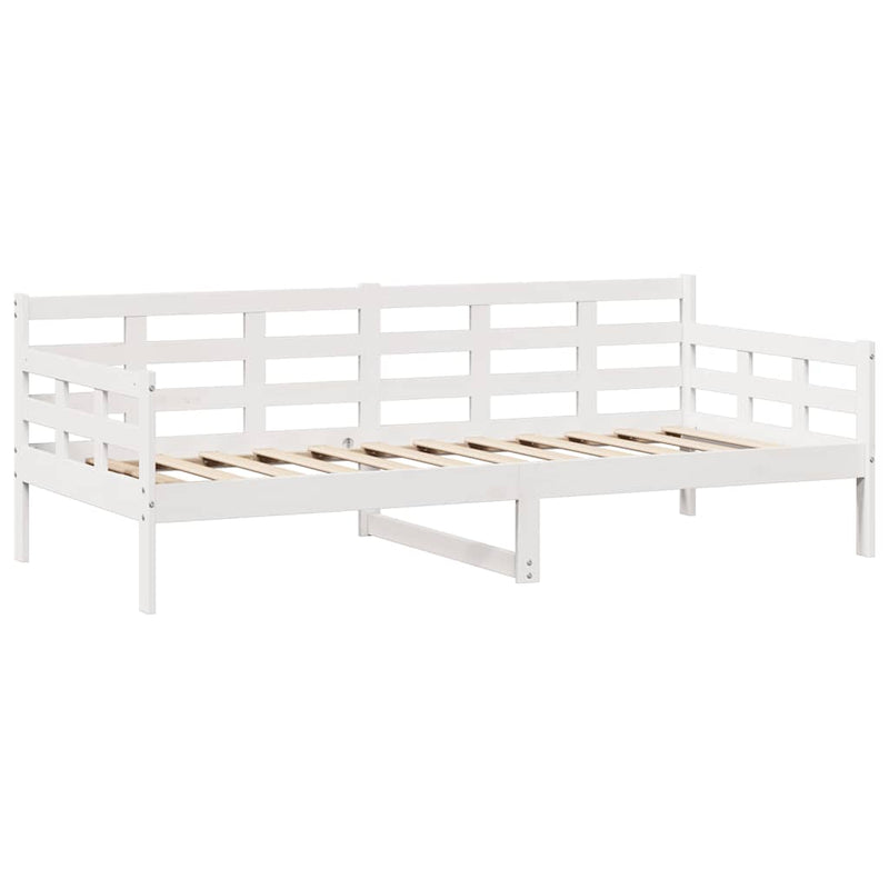 Pat de zi cu sertare, alb, 90x190 cm, lemn masiv pin
