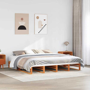 Cadru de pat fără saltea, maro ceruit 200x200 cm lemn masiv pin