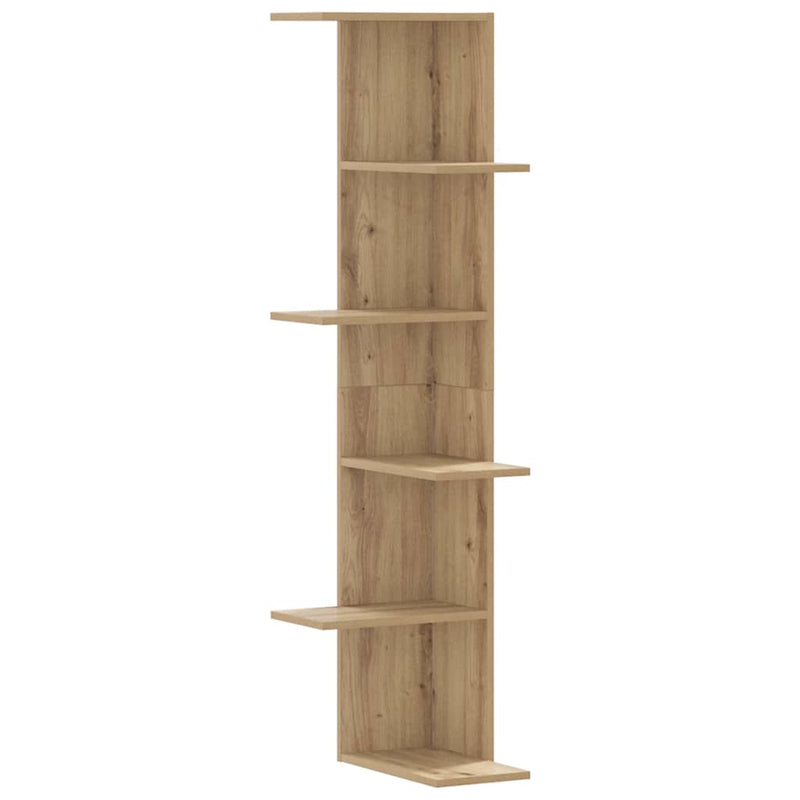Raft colț perete stejar artizanal 36,5x36,5x140cm lemn compozit