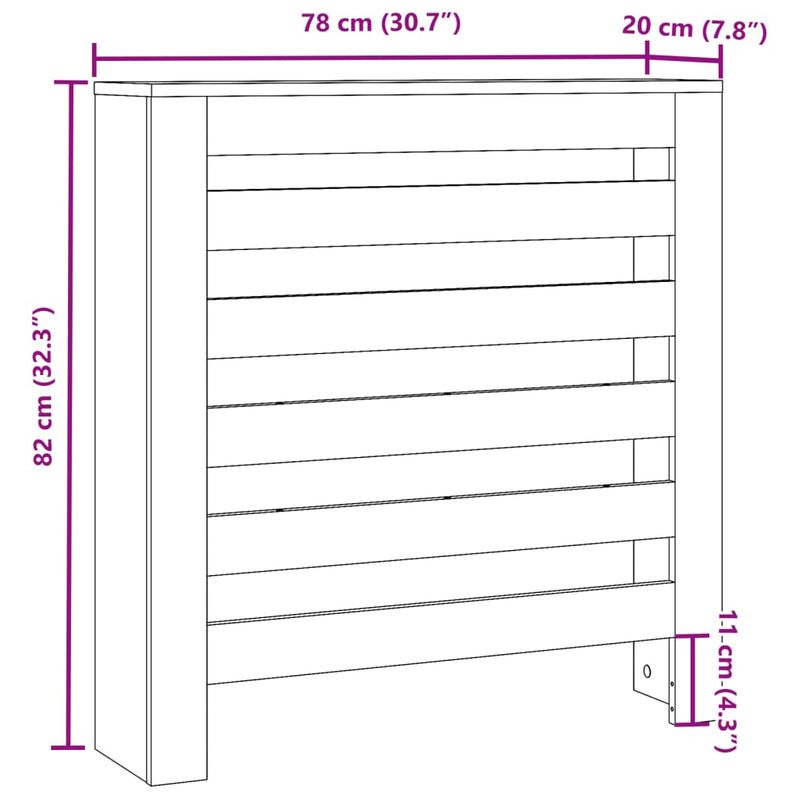 Capac pentru radiator Gri Beton 78 x 20 x 82 cm Lemn prelucrat