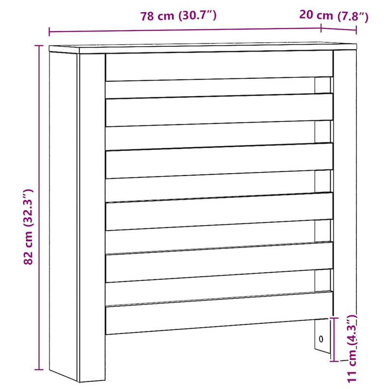 Capac pentru radiator Stejar 78 x 20 x 82 cm Lemn prelucrat