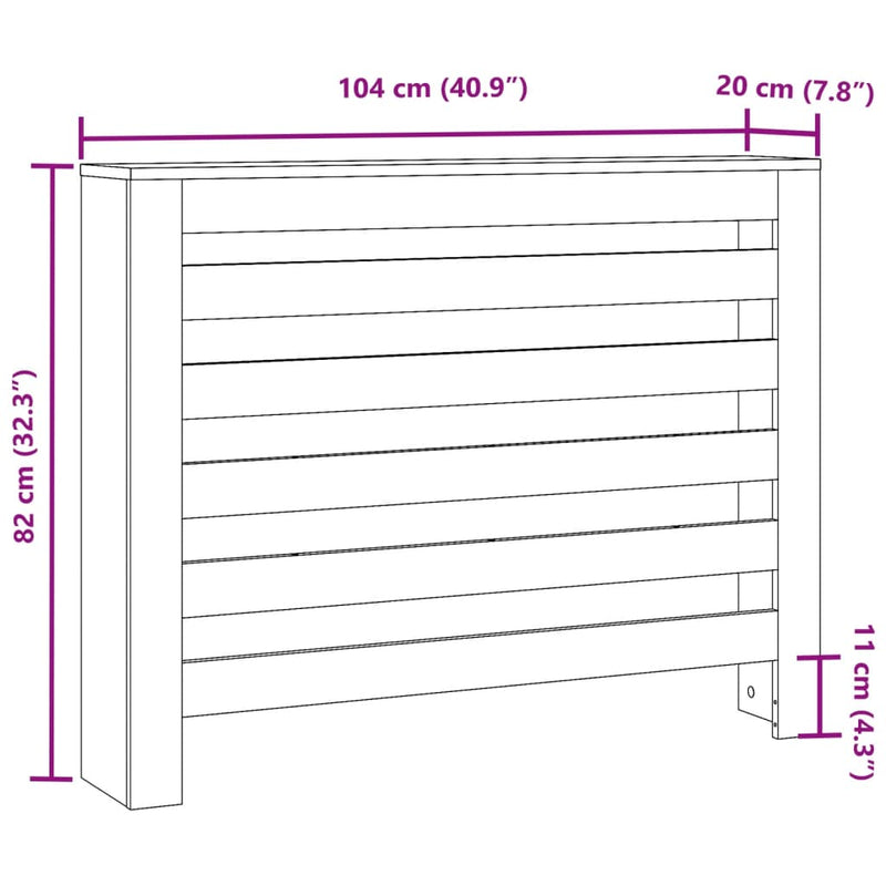 Capac pentru radiator Alb 104 x 20 x 82 cm Lemn prelucrat