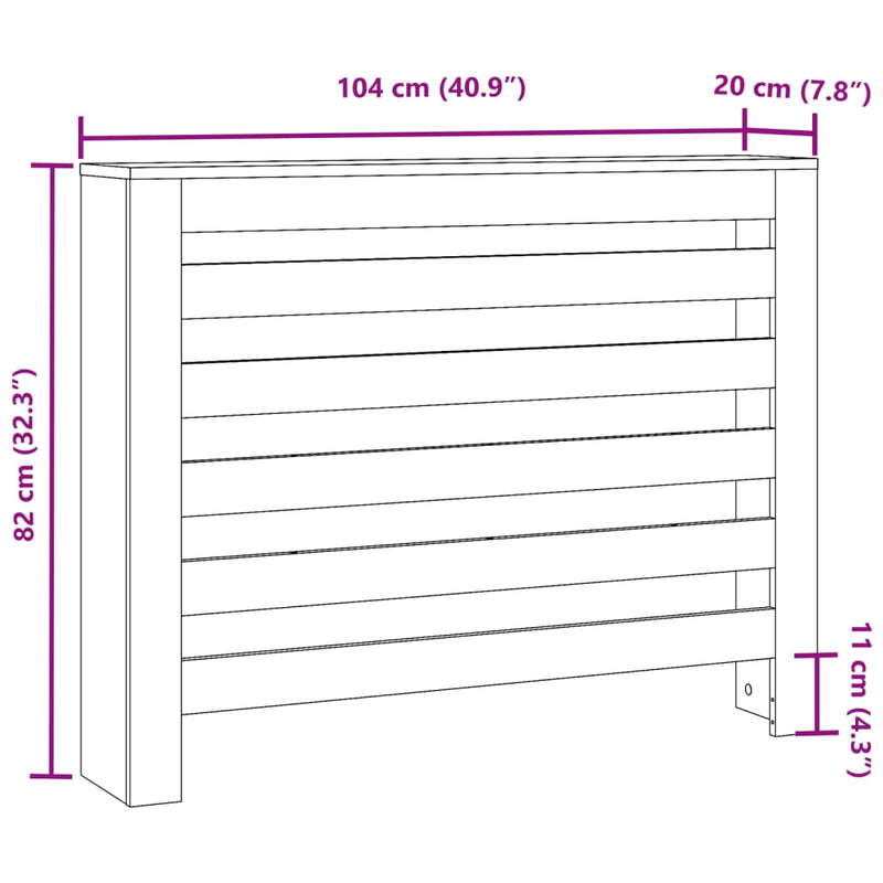 Capac pentru radiator Lemn vechi 104 x 20 x 82 cm