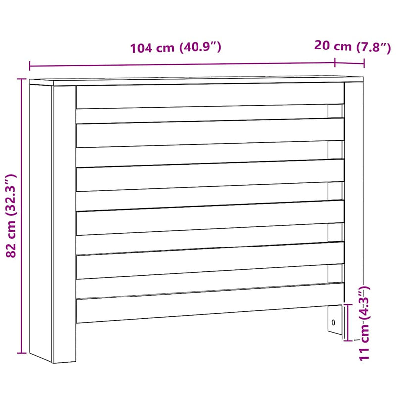 Capac pentru radiator Stejar 104 x 20 x 82 cm Lemn prelucrat
