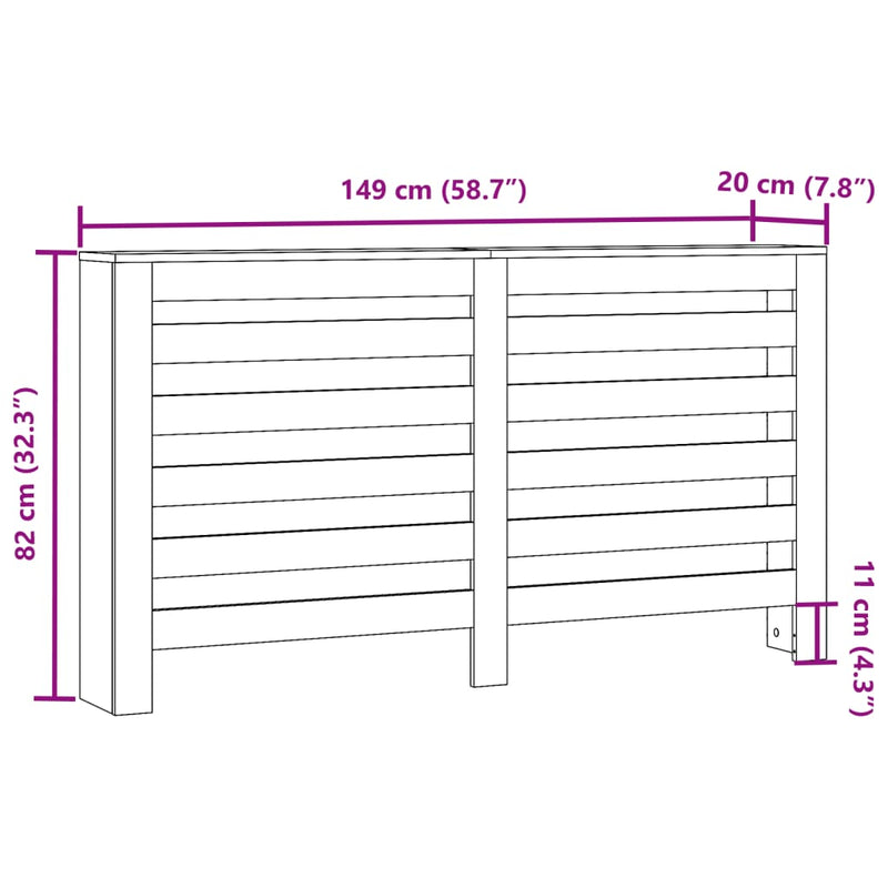 Capac pentru radiator Lemn vechi 149 x 20 x 82 cm