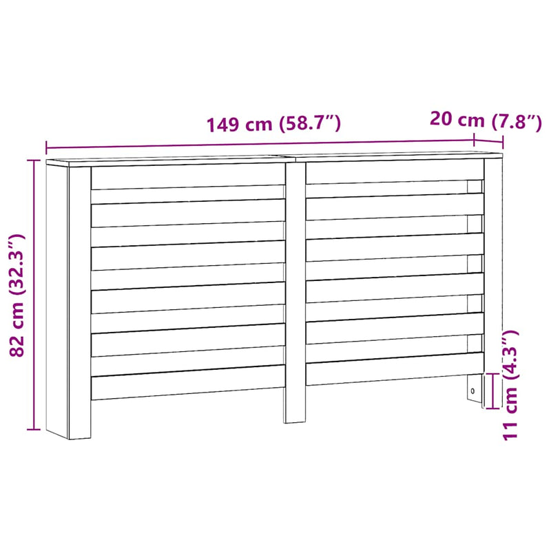 Capac pentru radiator Stejar 149 x 20 x 82 cm Lemn prelucrat