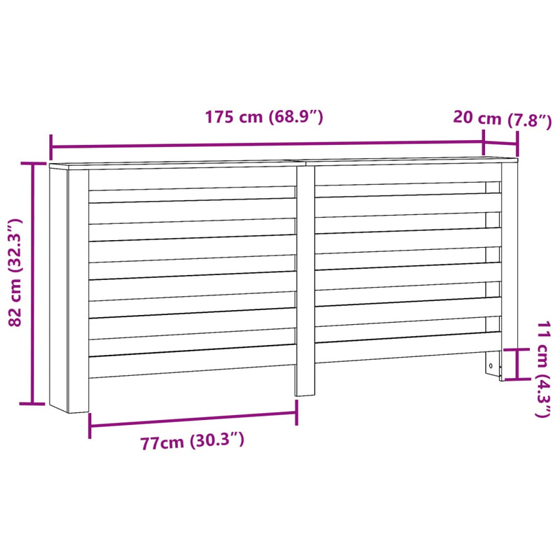 Capac pentru radiator Alb 175 x 20 x 82 cm Lemn prelucrat