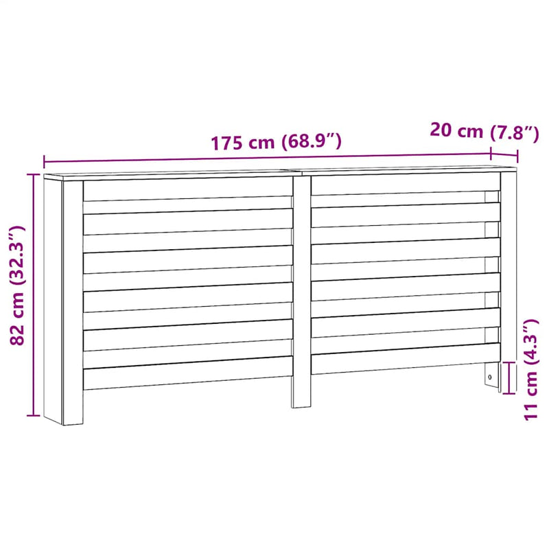 Capac pentru radiator Stejar 175 x 20 x 82 cm Lemn prelucrat