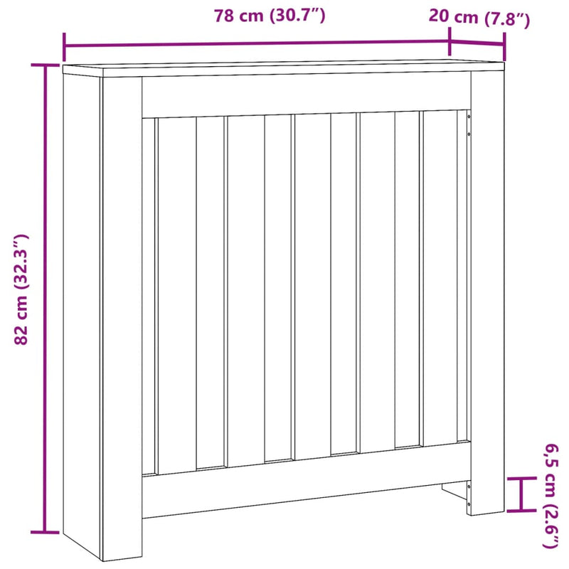Capac pentru radiator Sonoma gri 78 x 20 x 82 cm Lemn prelucrat
